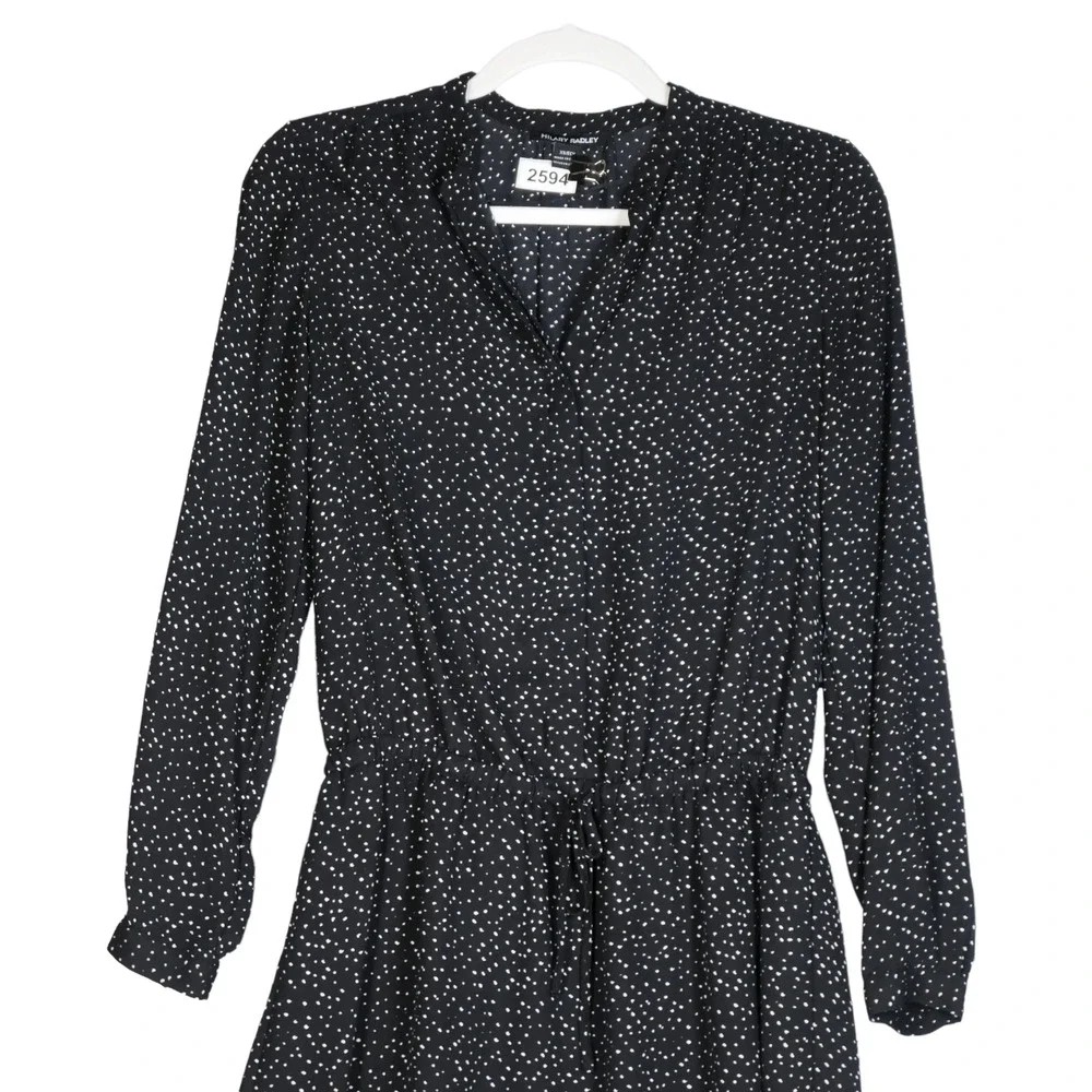 Hilary Radley Black Shirt Dress Womens Size XS Elastic Drawstring Long Sleeve - Picture 2 of 9
